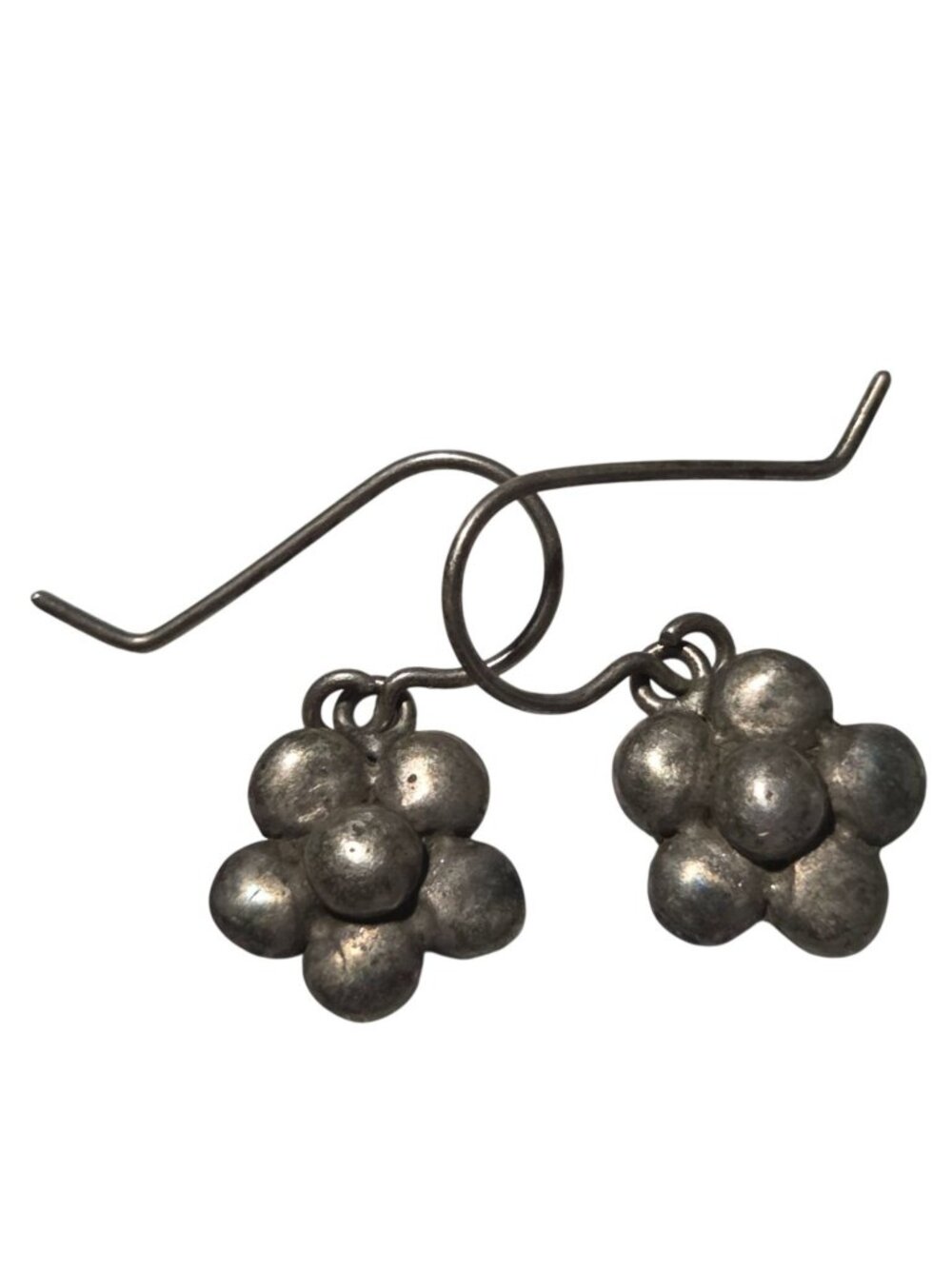 Small Silver Tone Flower Dangle Earrings Boho Cottagecore Fashion Jewelry Women